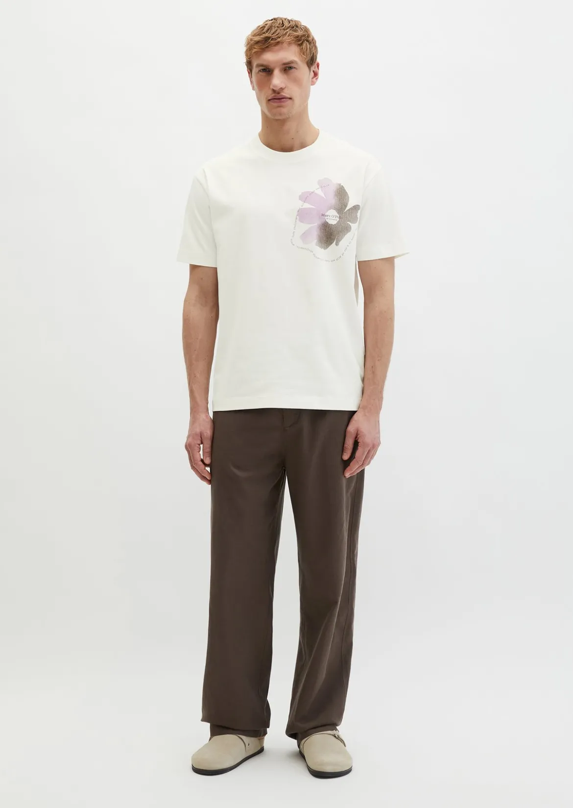 T-Shirt loose mit floralem Brustprint