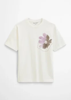 T-Shirt loose mit floralem Brustprint