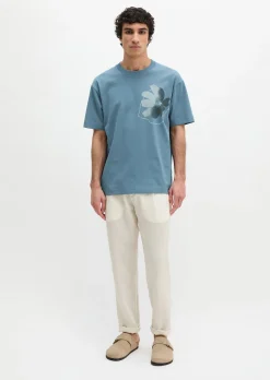 T-Shirt loose mit floralem Brustprint