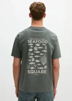 T-Shirt loose mit Seafood-Rückenprint