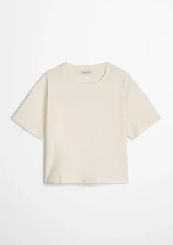 T-Shirt mit Broderie Anglaise relaxed aus Material-Mix
