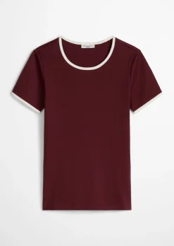 T-Shirt mit Struktur slim aus reiner Bio-Baumwolle