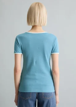 T-Shirt mit Struktur slim aus reiner Bio-Baumwolle