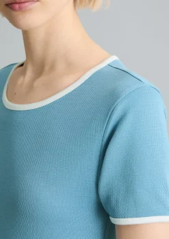 T-Shirt mit Struktur slim aus reiner Bio-Baumwolle