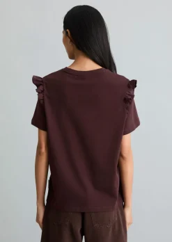 T-Shirt regular mit Popline-Rüschen am Arm