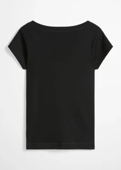 T-Shirt slim aus elastischem Rippjersey
