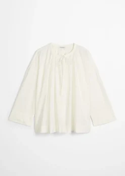 Tunika relaxed aus Baumwoll-Voile mit feiner Loch-Stickerei