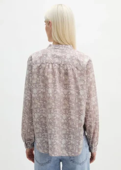 Tunika-Bluse regular aus bedrucktem Baumwoll-Voile