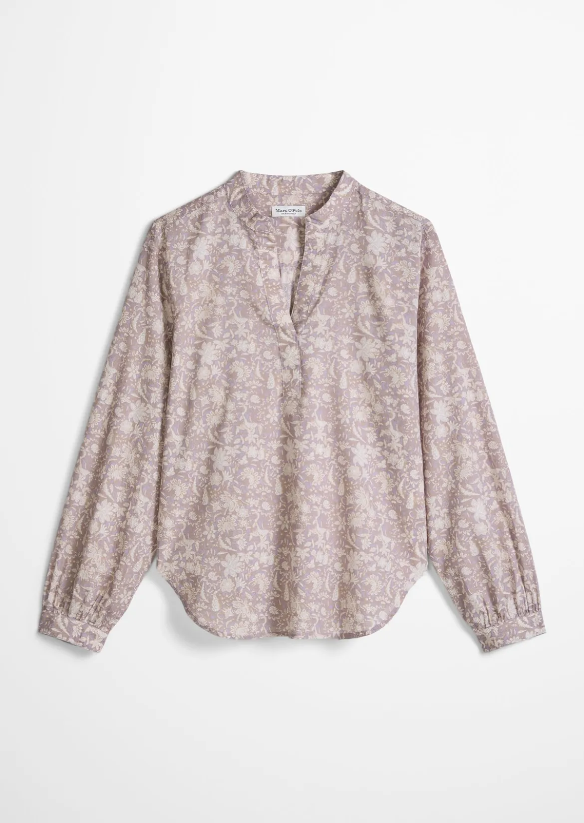 Tunika-Bluse regular aus bedrucktem Baumwoll-Voile