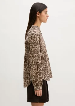 Tunika-Bluse regular aus bedrucktem Baumwoll-Voile