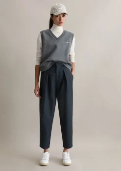 Twill-Anzughose tapered aus recyceltem Polyester mit Viskose