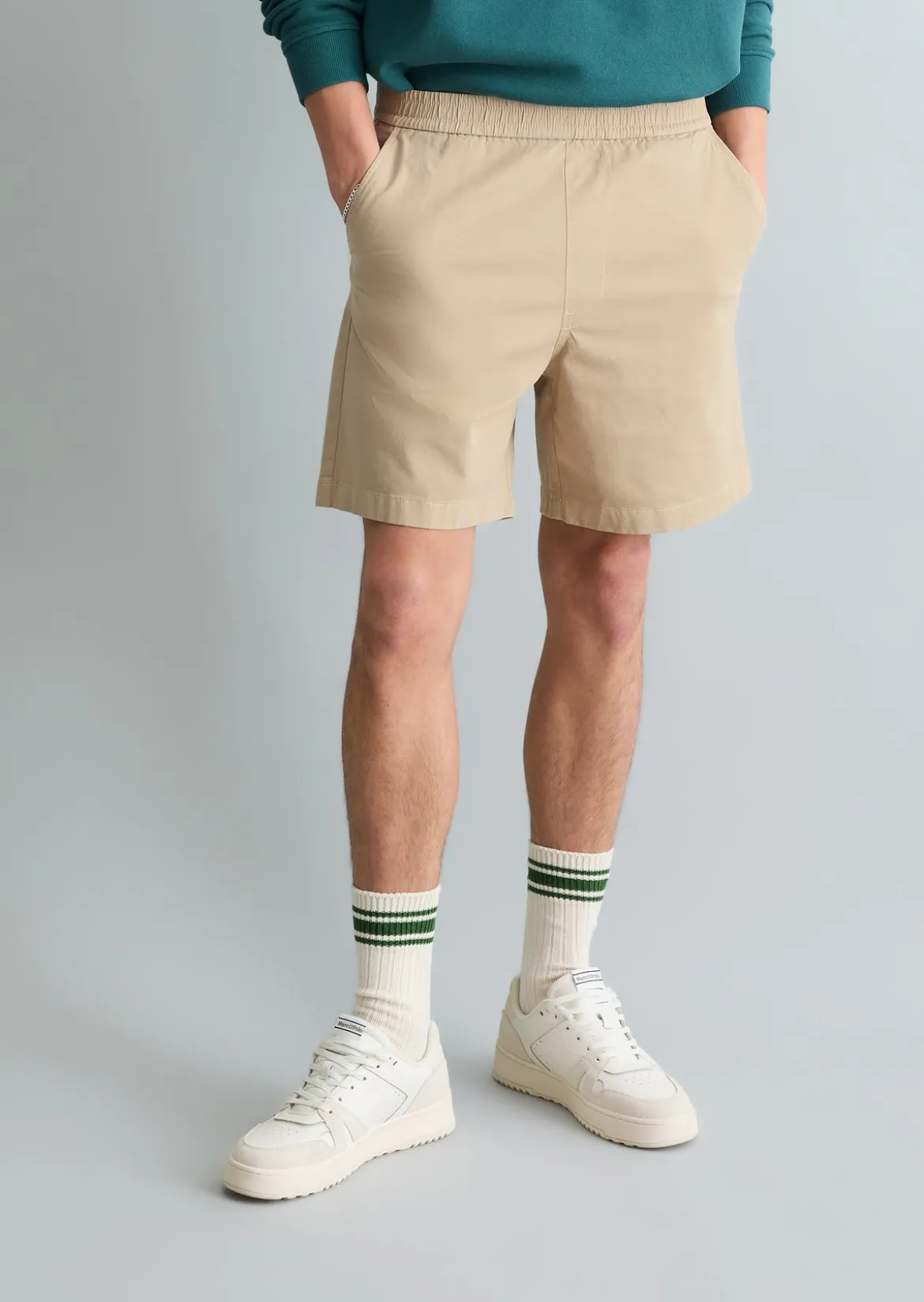 Twill-Jogger-Shorts regular aus elastischem Bio-Baumwoll-Twill