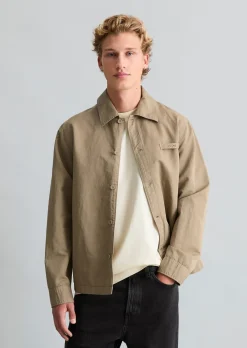 Twill-Overshirt regular aus Bio-Baumwolle und Leinen
