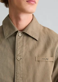 Twill-Overshirt regular aus Bio-Baumwolle und Leinen