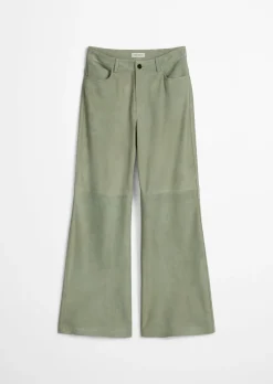 Velourslederhose wide aus softem Ziegenleder