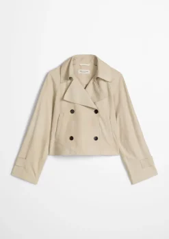 Velourslederjacke im Trench-Stil relaxed aus softem Ziegenleder