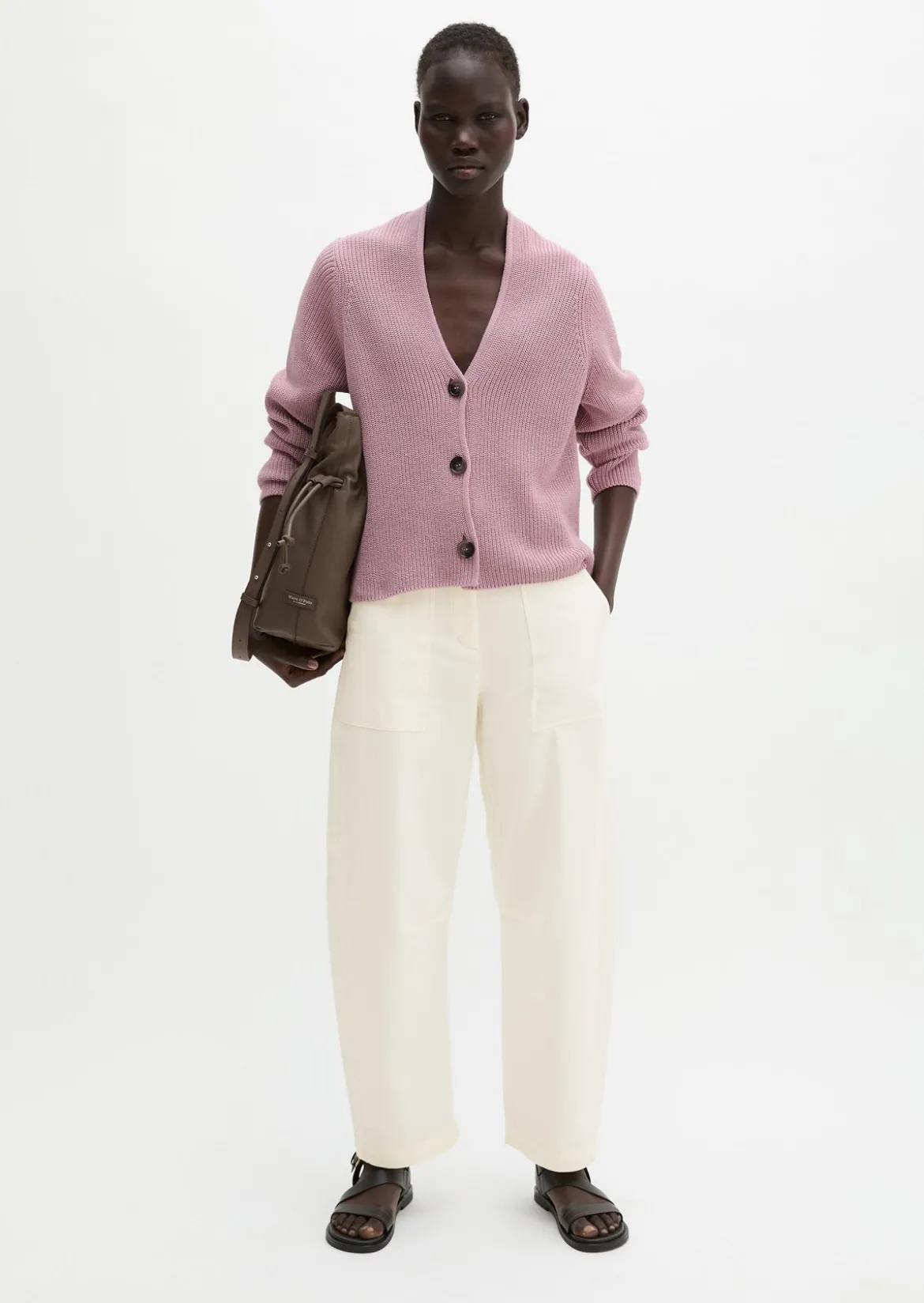 V-Neck-Cardigan relaxed aus Heavy-Weight-Organic-Cotton