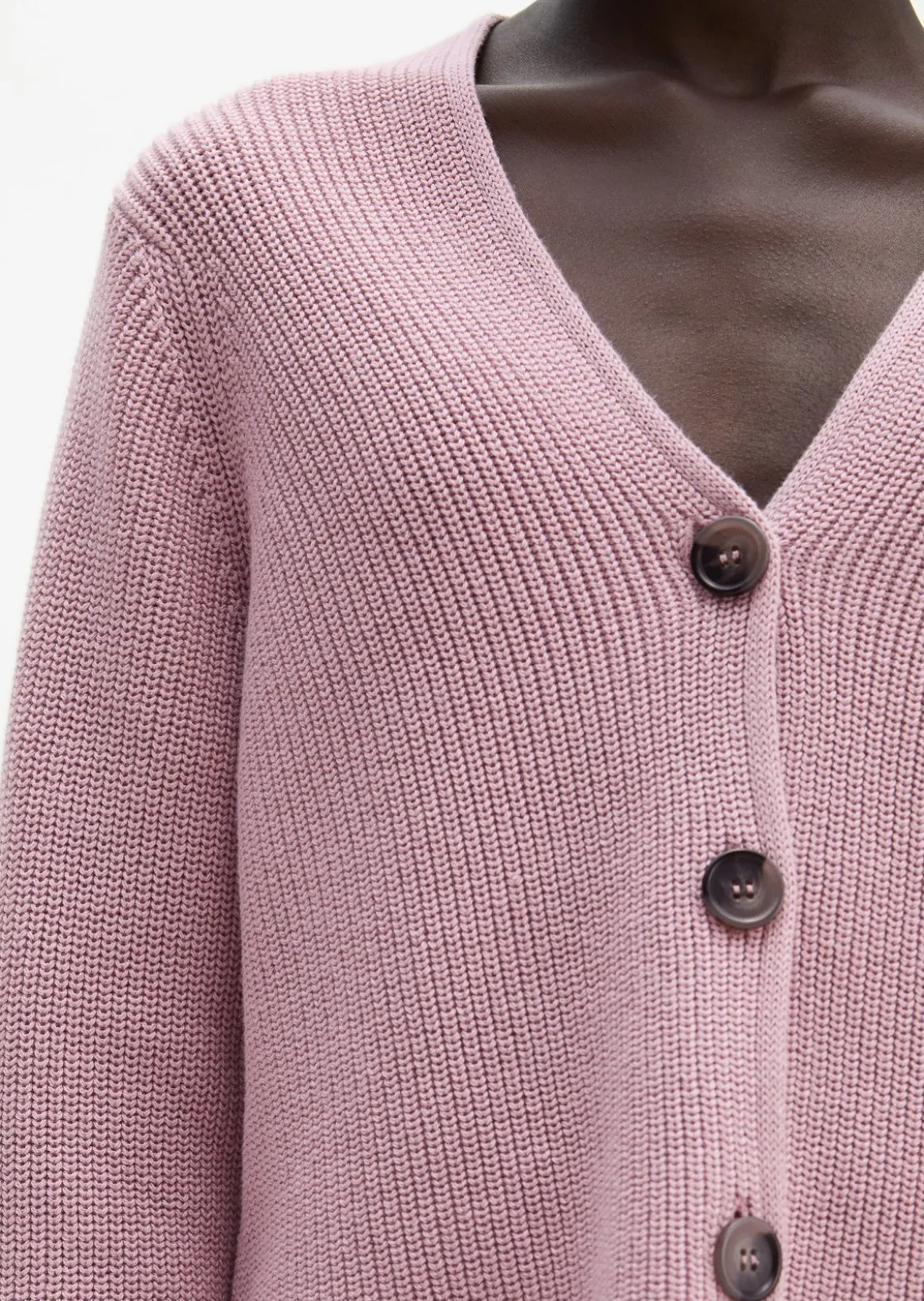 V-Neck-Cardigan relaxed aus Heavy-Weight-Organic-Cotton