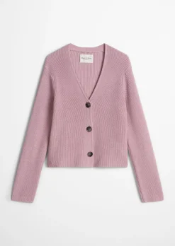 V-Neck-Cardigan relaxed aus Heavy-Weight-Organic-Cotton