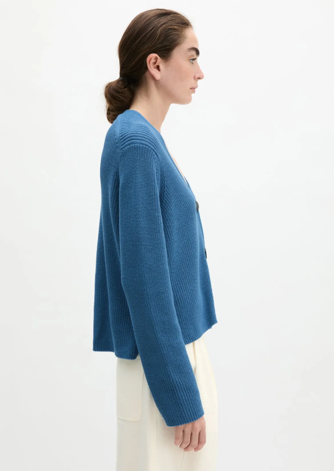 V-Neck-Cardigan relaxed aus Heavy-Weight-Organic-Cotton