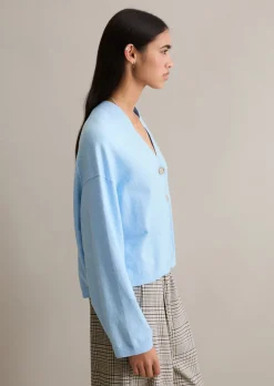 V-Neck-Cardigan relaxed aus Soft Cotton Stretch