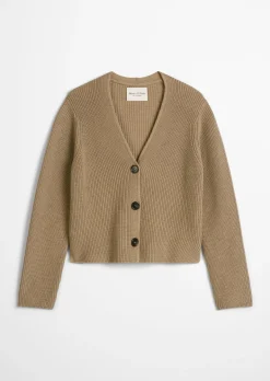 V-Neck-Cardigan relaxed aus Heavy-Weight-Organic-Cotton
