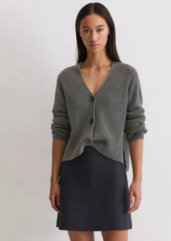 V-Neck-Cardigan relaxed aus Heavy-Weight-Organic-Cotton