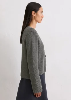V-Neck-Cardigan relaxed aus Heavy-Weight-Organic-Cotton