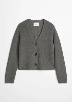 V-Neck-Cardigan relaxed aus Heavy-Weight-Organic-Cotton