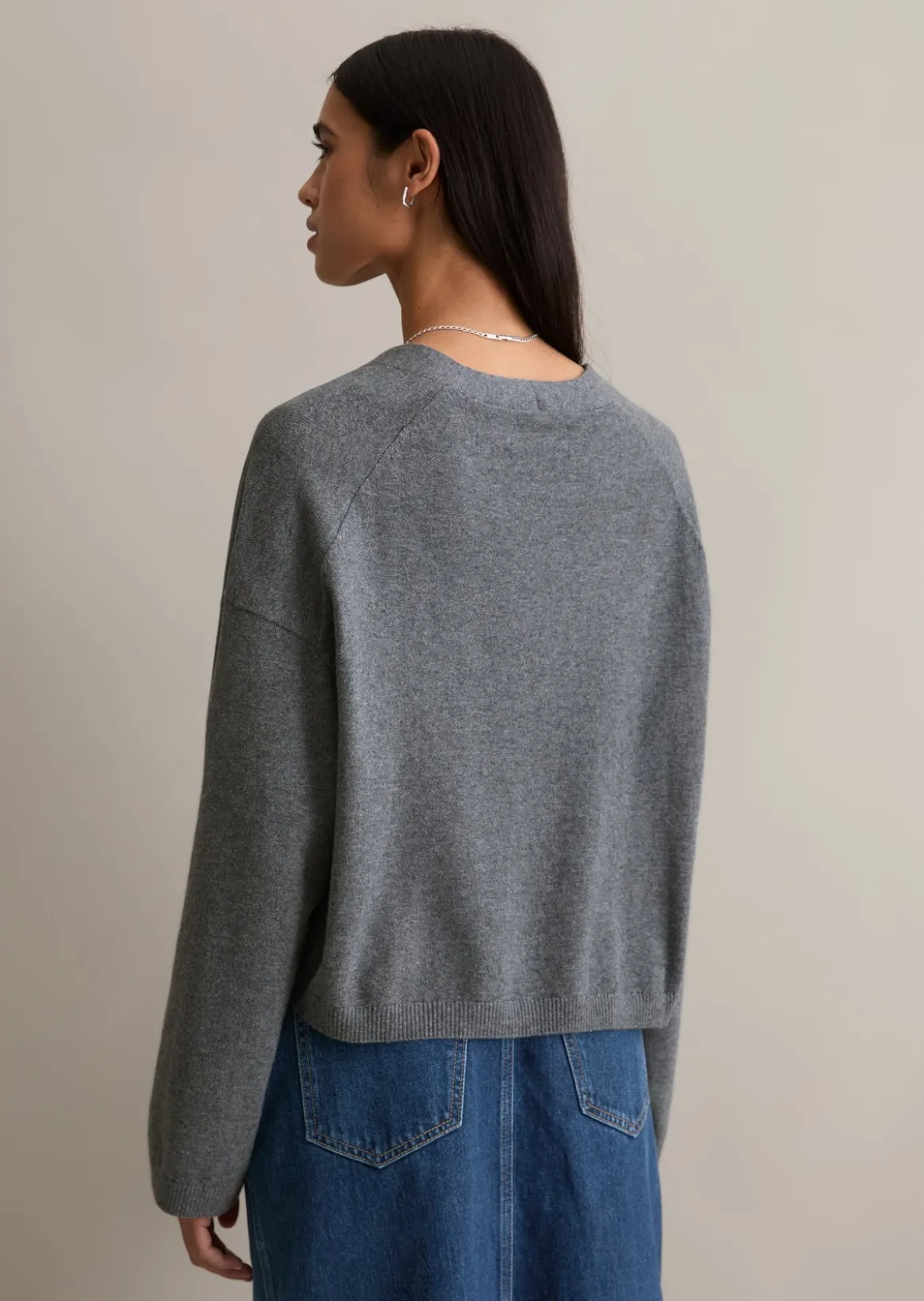 V-Neck-Cardigan relaxed aus Soft Cotton Stretch