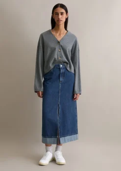 V-Neck-Cardigan relaxed aus Soft Cotton Stretch