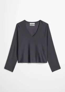 V-Neck-Pullover oversize aus Merinowolle-Viskose-Mix