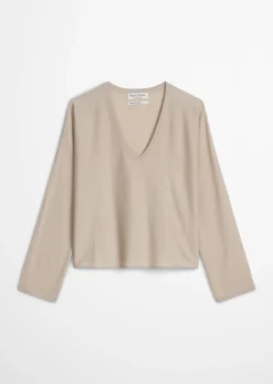 V-Neck-Pullover oversize aus Merinowolle-Viskose-Mix