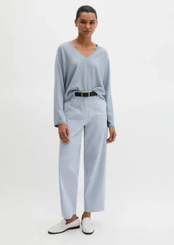 V-Neck-Pullover oversize aus Merinowolle-Viskose-Mix