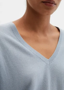 V-Neck-Pullover oversize aus Merinowolle-Viskose-Mix