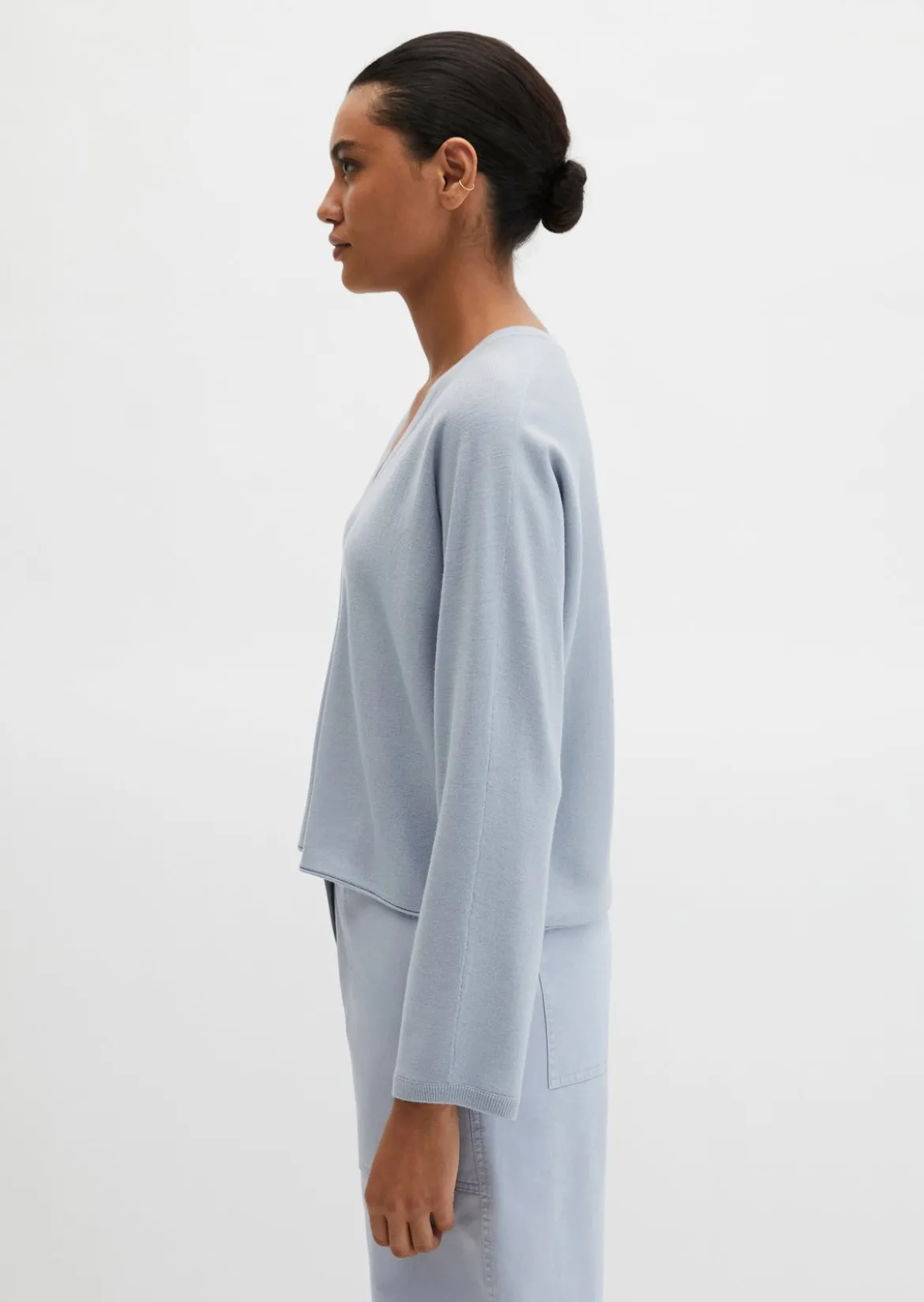 V-Neck-Pullover oversize aus Merinowolle-Viskose-Mix