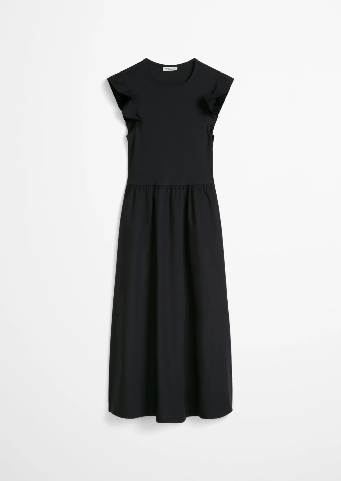 Volant-Jerseykleid flared mit Baumwoll-Popelinerock