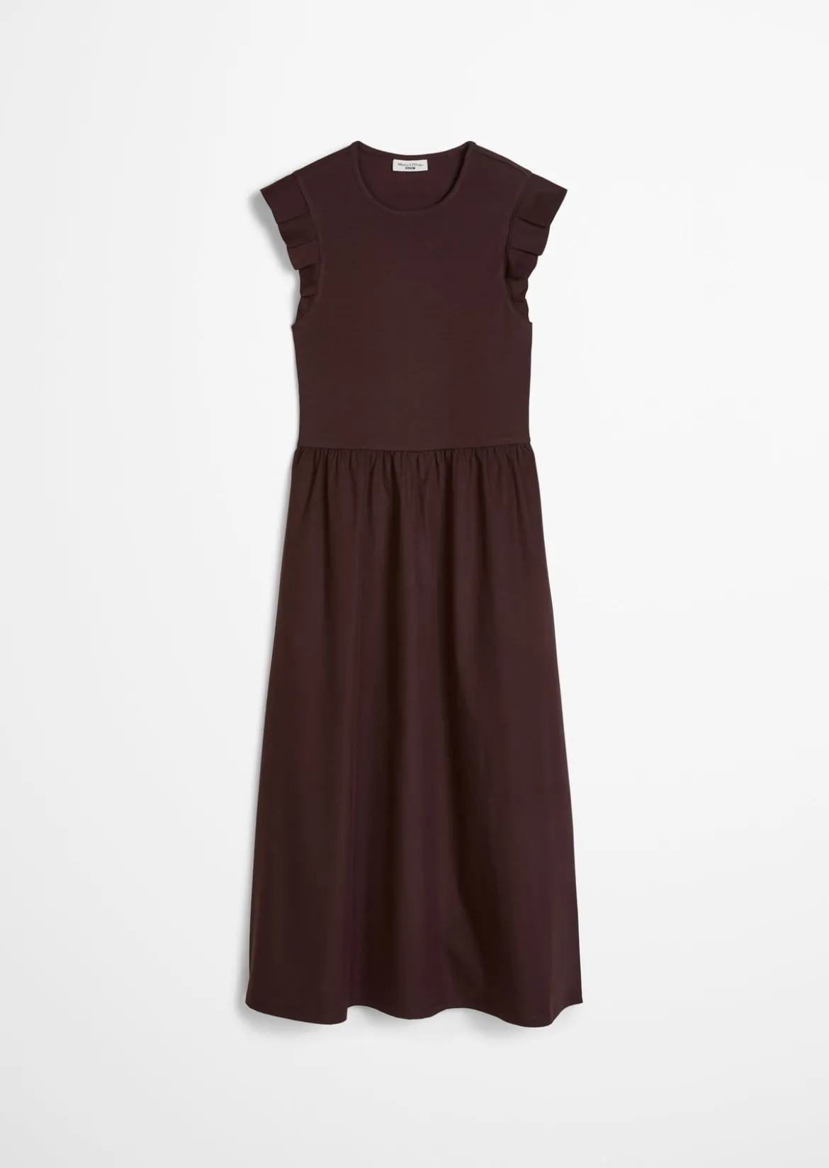 Volant-Jerseykleid flared mit Baumwoll-Popelinerock