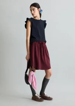 Volant-T-Shirt regular aus Material-Mix