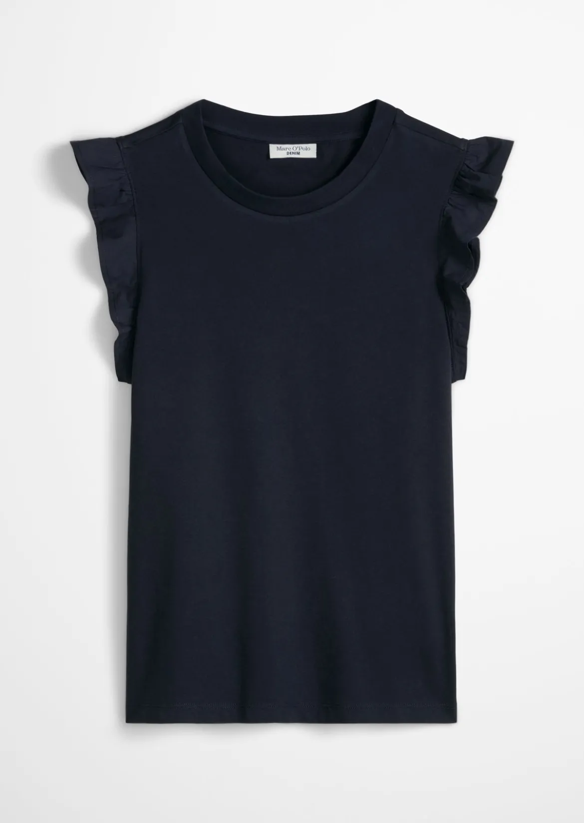 Volant-T-Shirt regular aus Material-Mix