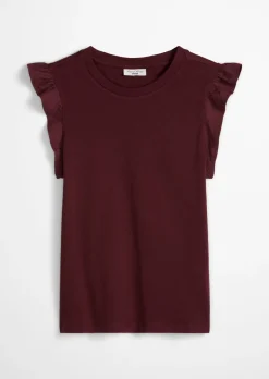 Volant-T-Shirt regular aus Material-Mix