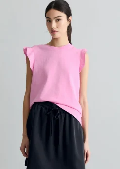 Volant-T-Shirt regular aus Material-Mix