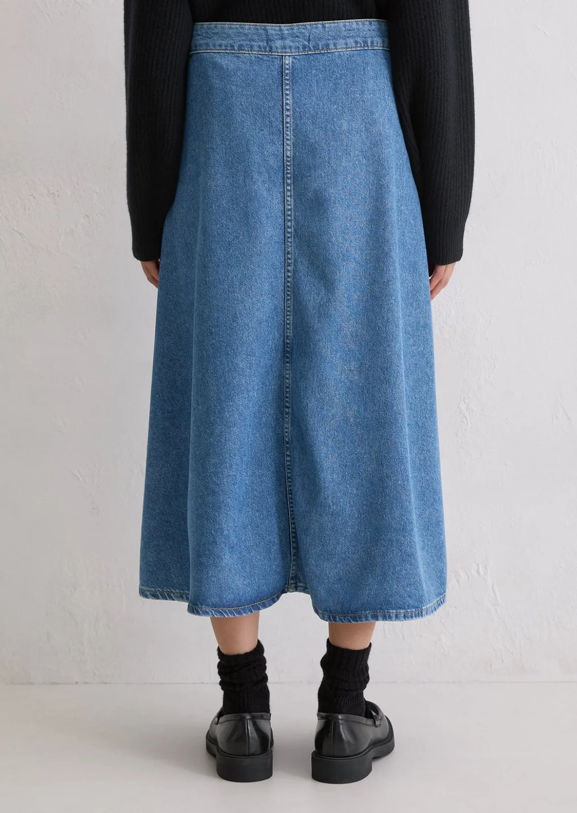 Wadenlanger Jeansrock A-Shape aus softem Lyocell-Baumwolle-Mix