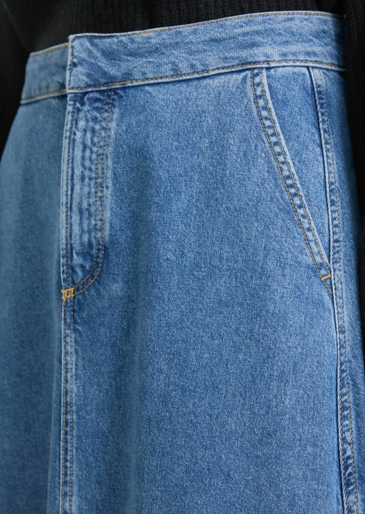 Wadenlanger Jeansrock A-Shape aus softem Lyocell-Baumwolle-Mix