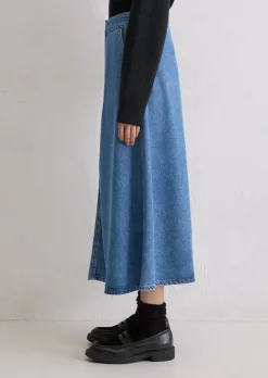 Wadenlanger Jeansrock A-Shape aus softem Lyocell-Baumwolle-Mix