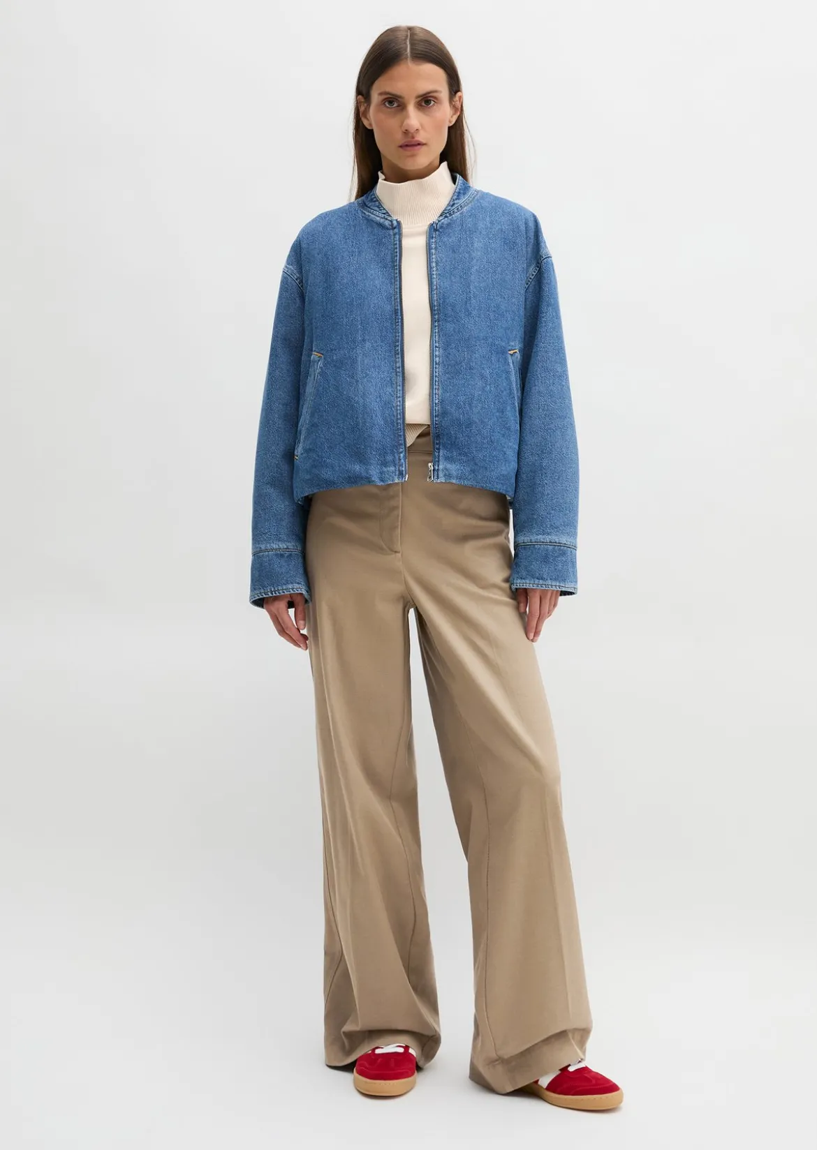Wattierter Jeansblouson regular aus Lyocell-Baumwolle-Mix