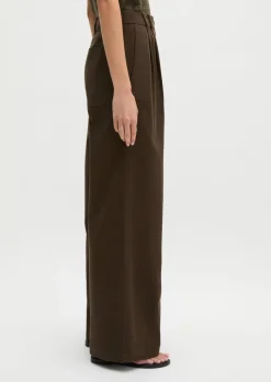 Weite Bundfaltenhose aus Baumwoll-Twill-Stretch