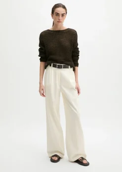 Weite Bundfaltenhose aus Baumwoll-Twill-Stretch