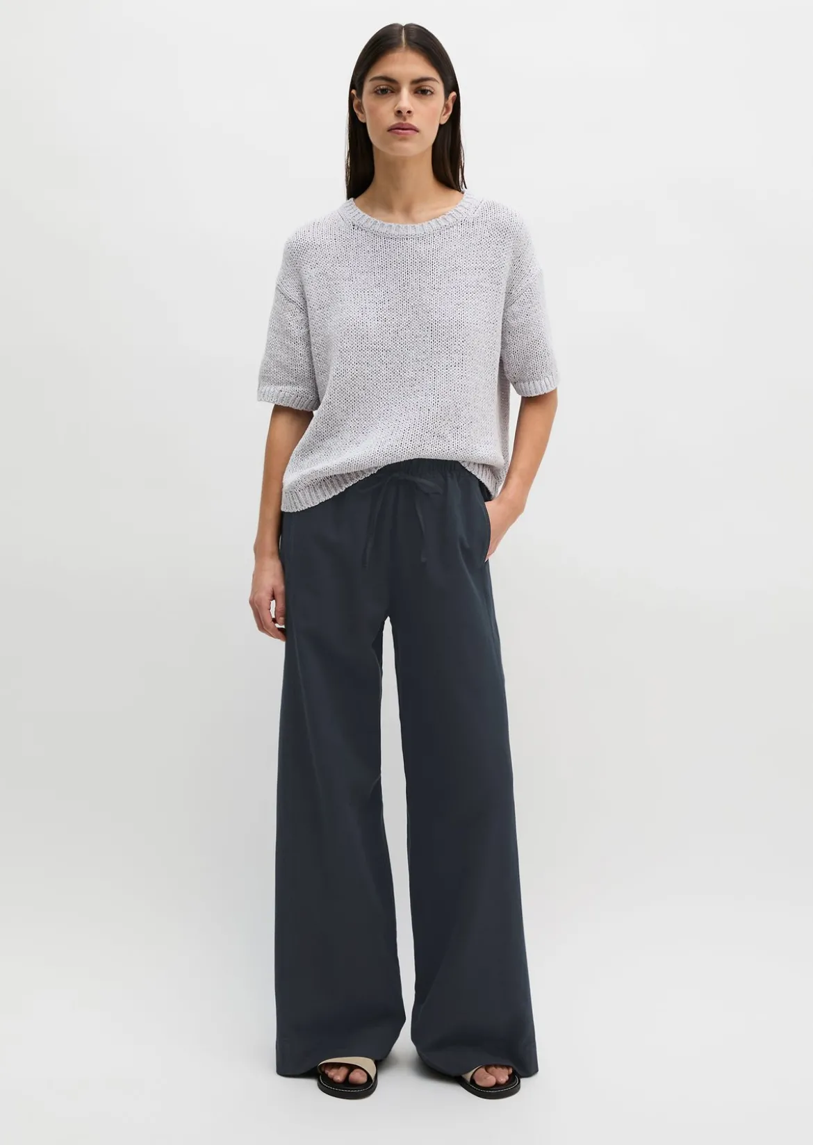 Weite Hose aus Bio-Baumwolle-TENCEL™ Lyocell-Leinen-Mix