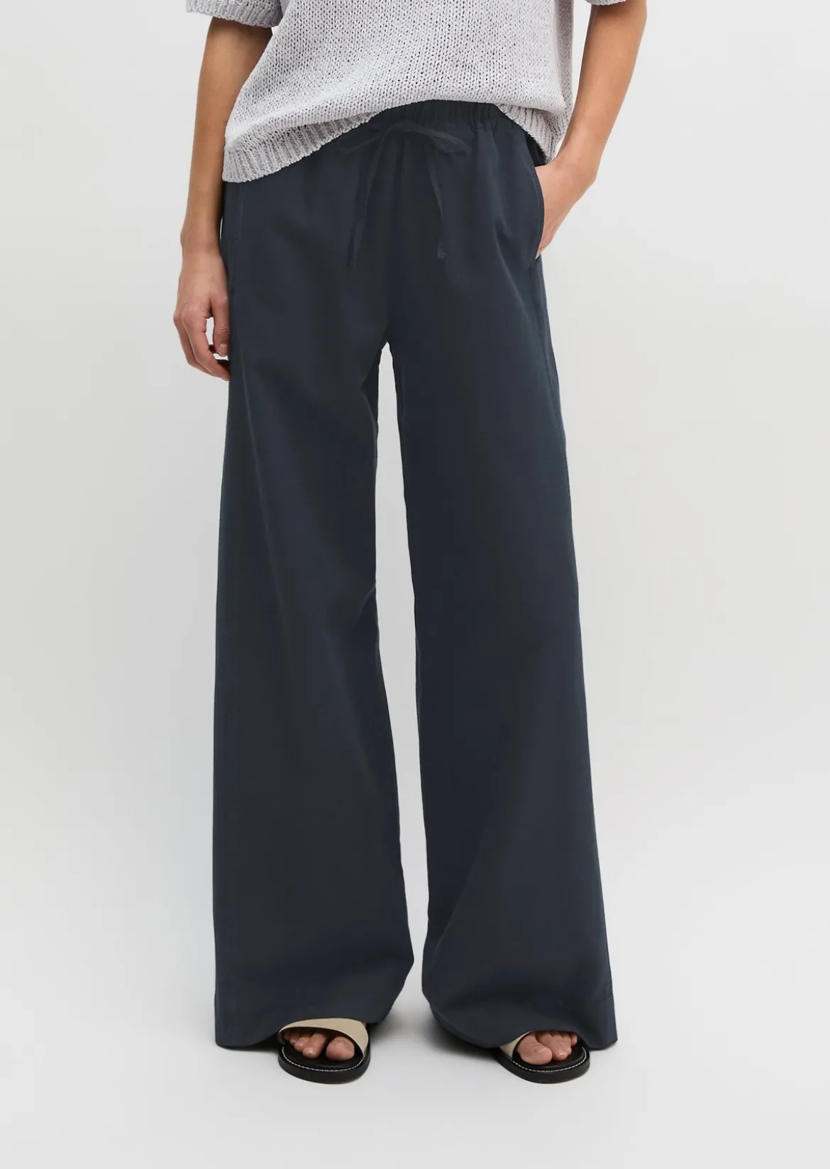 Weite Hose aus Bio-Baumwolle-TENCEL™ Lyocell-Leinen-Mix
